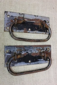 2 Old Tool Box Blanket Chest Drop Handles Drawer Pulls Rustic Steamer Trunk - Picture 1 of 13