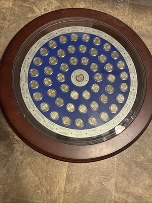 Danbury Mint Uncirculated U.S. State Quarters Collection End Table Wood Display - Image 1 of 4