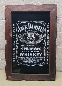 Vtg Jack Daniels Tennessee Whiskey Bar Sign Mirror Wood Frame Old No 7 - 13x19" - Picture 1 of 5