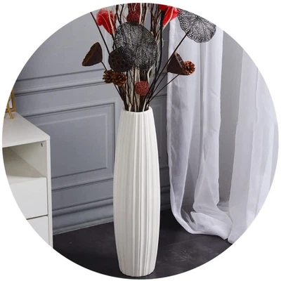 White Tall Floor Vase, 28" Ceramic Large Vase, Decorative Flower Vases for Mo... - Image 1 of 4