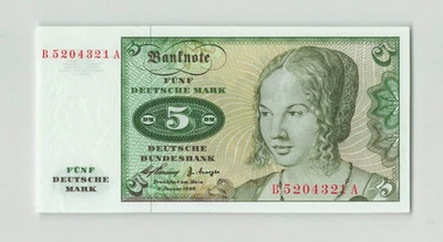 ALEMANIA 5 marcos alemanes 1960, P-18 República Federal. Original UNC - Manejo. N9 Foto 1 de 2