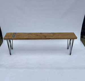 Banco Industrial Horquilla Patas Madera Mediados de Siglo Moderno Años 80 Jardín Asiento Cocina 4 - Imagen 1 de 9