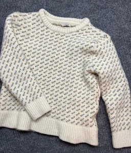 LL Bean 100% Lambs Wool Sweater Fisherman Womens Small XS Birdseye Kids Large - Picture 1 of 7
