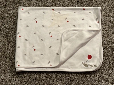 Manta bebé Janie and Jack 2 capas de algodón blanco con elefantes y globos rojos 2014 Foto 1 de 4