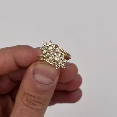 14k Yellow Gold Ladies .57ctw Round Diamond Bypass Cocktail Ring Size 6.5 - Image 1 of 3