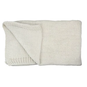 Northlight Ivory Super Plush Knitted Throw Blanket with Carrying Band 60" x 60" - Picture 1 of 5