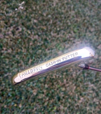 Refinished Spalding Cash-In  Bullseye Style 2-Way Brass Putter Polished 34.5" - Image 1 of 4