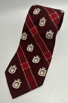 Gravata de náilon vintage Bonds design escudo vermelho e branco 55,50" x 4" - Imagem 1 de 4