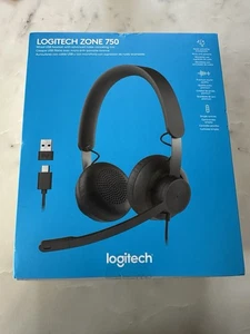 Logitech Zone 750 Wired Noise Canceling Over-Ear Headset Black SEALED - Picture 1 of 3