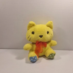 Hardy’s Yellow Cat Plush Toy Red Bow Cuddly Soft 19cm - Picture 1 of 7