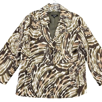 Chaqueta de vestir Rafaella marrón blazer elástica con botones mangas 3/4 para mujer talla XL Foto 1 de 4