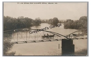 RPPC St Joe Bridge at BRISTOL IN Indiana Vintage Real Photo Postcard - Picture 1 of 2