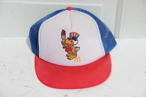 Vtg SnapBack Trucker Hat Cap Mesh USA McDonalds Olympics Patriot Eagle Red White - Picture 1 of 2