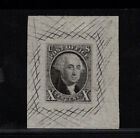 USA #2P1 Very Fine Trial Color Die Proof In Black On Laid Paper Variety