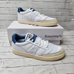 Saucony Men’s Jazz Court Trainers UK 7.5 White Blue Leather Retro Sneakers - Bild 1 von 8