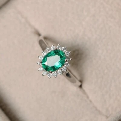 1.80 Ct Natural Emerald Diamond Engagement Ring 14K Real White Gold Size 9.5 - Image 1 of 4