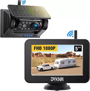 DVKNM Magnetic Solar Wireless Backup Camera 5" IPS Monitor Rechargeable Reverse - Picture 1 of 6