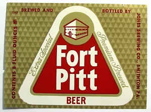 Jones Brewing Co FORT PITT BEER label PA 8oz - Picture 1 of 1