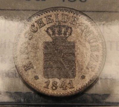 1841 G Saxony German States MS-64 ICCS. 10 Pfennig / 1 Neu Groschen Silver. BU - Image 1 of 3