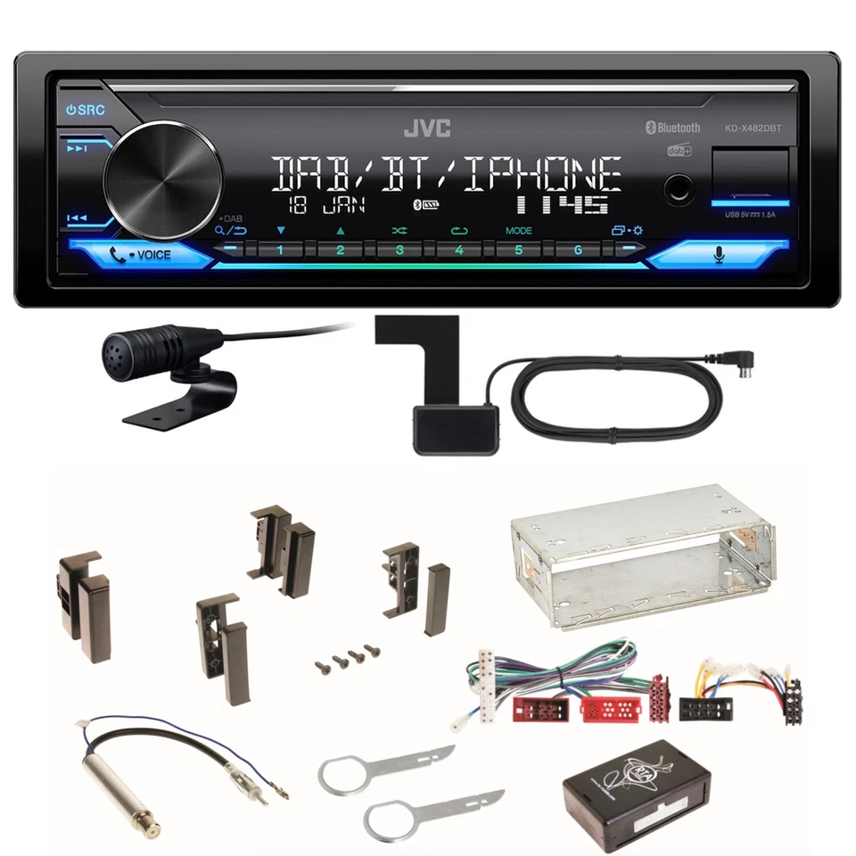 JVC KD-X482DBT Bluetooth Digitalradio Einbauset für Audi A4 B5 A6 4B C4 A8 - Bild 1 von 1