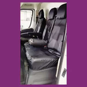 Fiat e-Ducato 2020+ Tailored Waterproof Black Front Single Double Seat Covers - Picture 1 of 3