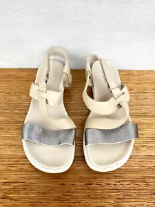 🔹 Womens Ecco Simpil Denmark Leather Strappy Foodbed Sandals Shoes Size 38 7 - Picture 1 of 8