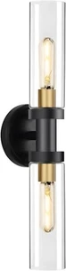 Wall Sconces Light Fixtures Black & Gold Brushed Brass E26 T10 Bulbs (Excluded) - Picture 1 of 9