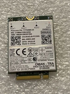 Genuine Dell Latitude 5420 5424 7424 Snapdragon X20 LTE 4G Wireless Card K4DJ8 - Picture 1 of 4