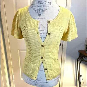 JUICY COUTURE YELLOW BUTTONED CARDIGAN L - Picture 1 of 4