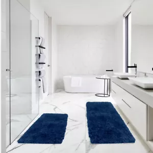 Bath Rug Set - Soft Absorbent Shaggy Bathroom Rugs For Bathroom Vanity Shower - Picture 1 of 15