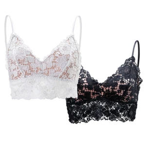 Ladies Lace Wire Free Bralette Push Up Bras Underwear Sleep Lingerie Bra - Picture 1 of 11