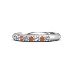 Gift For Women Eternity Ring Size 7 925 Sterling Silver Blue Topaz Gemstone - Picture 1 of 9