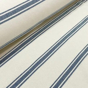 Limoges Stripe Blue White Cotton 280cm Ticking French Sack Curtains Per Metre - Picture 1 of 4