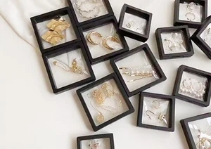 7x7x2cm Transparent Jewellery Storage Box, Clear Display Case Floating Frame Box - Picture 1 of 6