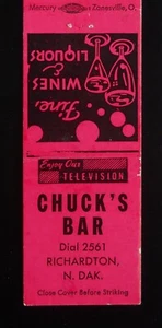 Dial de televisión Chuck's Bar Enjoy Our 2561 años 50 Richardton ND Stark Co MB - Imagen 1 de 2