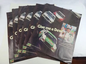 Lot of 7 Mountain Dew Give me a Dew! Darrell Waltrip Nascar Poster 1981 22"x17" - Picture 1 of 13