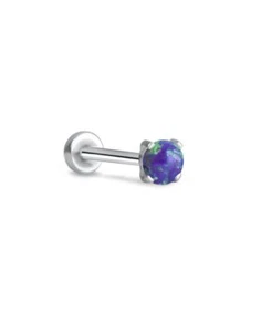 Threadless Labret Push Pin Nose Ring Steel Monroe 2.5mm Prong Opal 16G 18G 20G - Picture 1 of 10