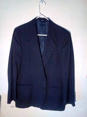 Sharp PERRY ELLIS mens black striped 100% wool sport coat suit jacket blazer 42  - Image 1 of 4