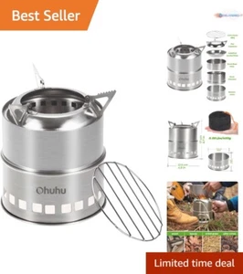 Camping Stove Stainless Steel Portable Mini Wood Burner for Outdoor Cooking - Picture 1 of 11