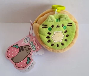 BNWT Pusheen KIWI FRUIT Plush Purse, ZIPPED POUCH KEYRING CLIP - 8cm GUND Plush - Picture 1 of 7