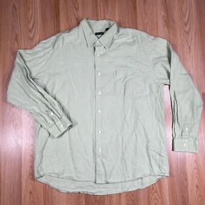 Structure Shirt Mens Size XL Extra Large 100% Linen Long Sleeve Button Up Green - Picture 1 of 12