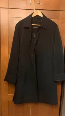Gabardina para hombre Calvin Klein 42L nailon mezcla de lana negra cortavientos impermeable Foto 1 de 4