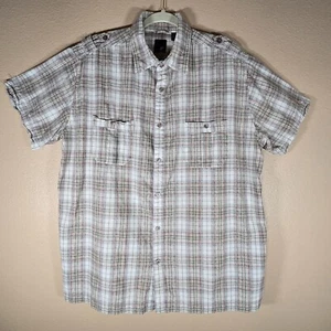 J Ferrar Men's Shirt XL TALL Plaid Short Sleeve Button Front w/ 2 Pockets - Picture 1 of 15