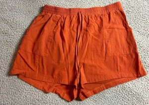SHEIN Burnt Orange Pull On Faux Drawstring Pockets Polyester Shorts Size L - Picture 1 of 8