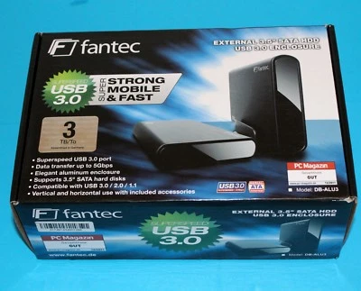 Fantec DB-ALU3 3TB EXTERNAL USB 3.0 HARD DRIVE ENCLOSURE Plus INSTALLED 3TB HDD - Image 1 of 3