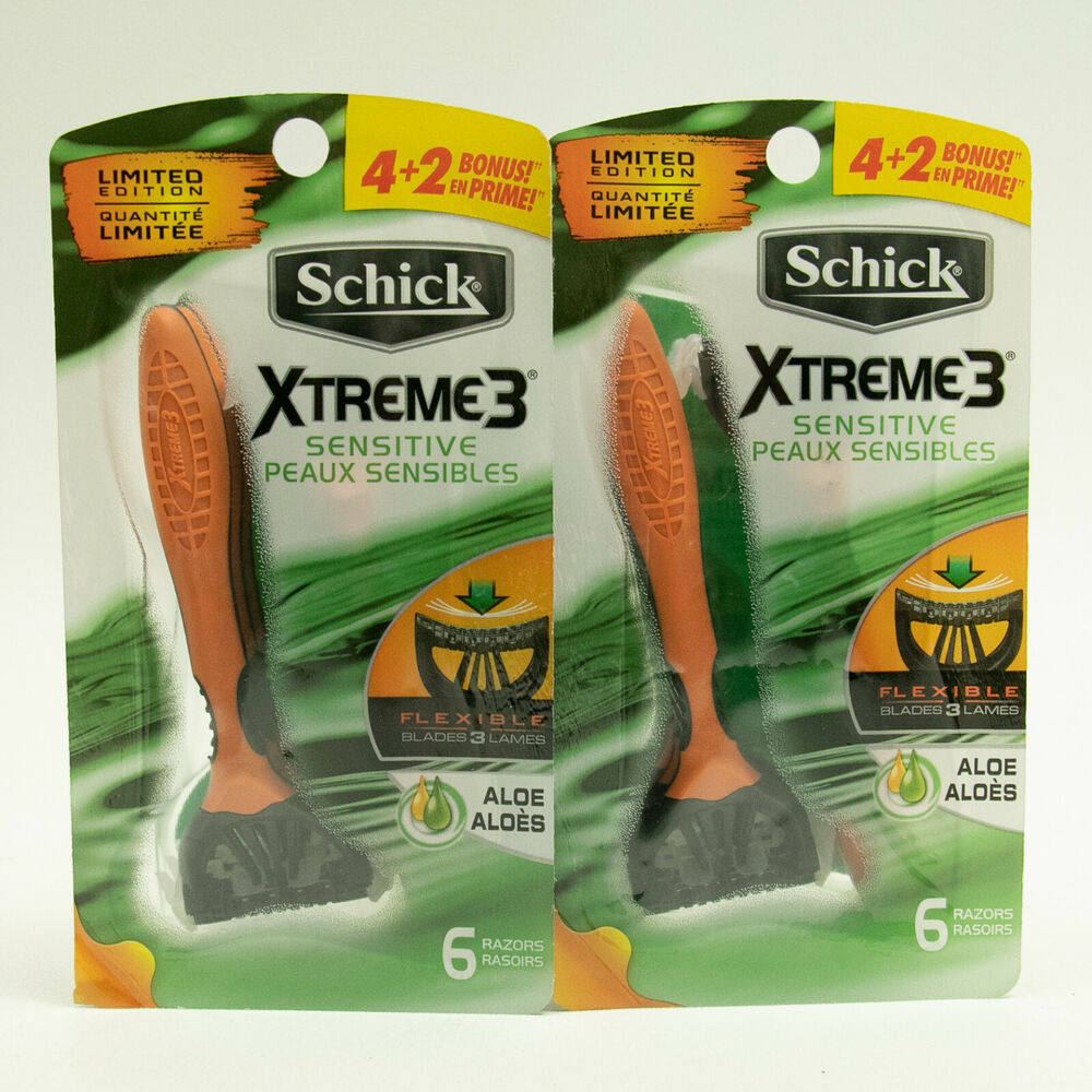 Schick Xtreme 3 Sensitive Disposable Razor 6 Pack LOT OF 2