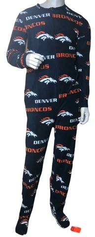 Denver Broncos NFL Team Apparel Full Adult One Piece w/ Feet Blue (Size: M) Cover