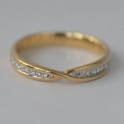 1Ct Round Lab Created Diamond Women's Wedding Band Ring 14k Yellow Gold Plated - Image 1 of 4