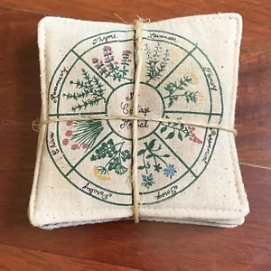 Posavasos de tela de colección hierbas a cuadros perfumados jardín acolchado casa de campo decoración central - Imagen 1 de 7