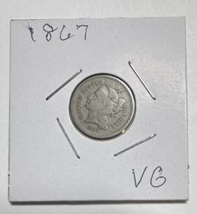 1867 Three Cent Nickel Better Date Scarce VG - Picture 1 of 4